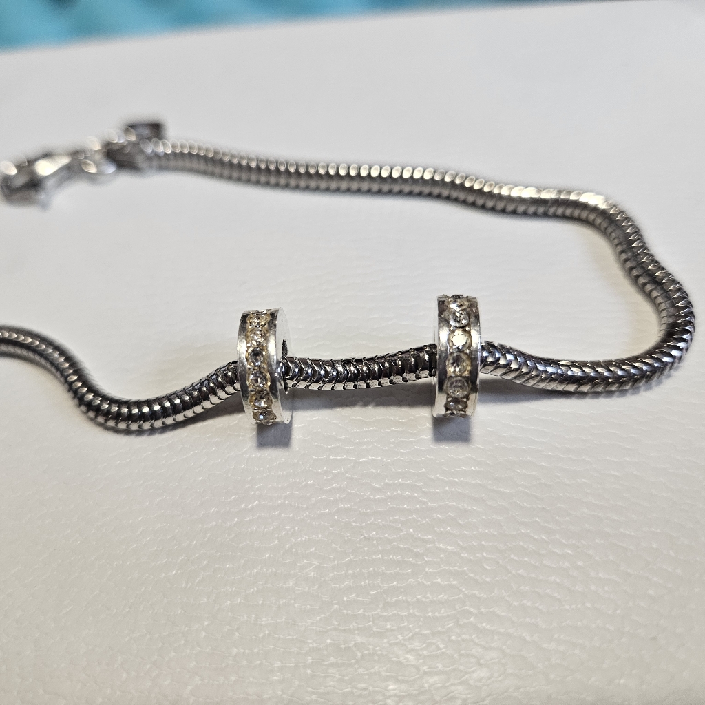 Rci Clear Crystal Stoppers Set 2 Sterling Silver (Bracelet Sold Separately)